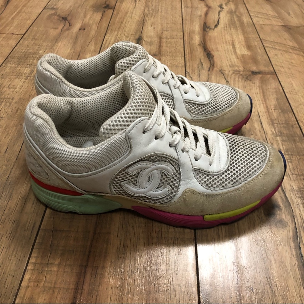 Chanel white & rainbow Cs sneakers